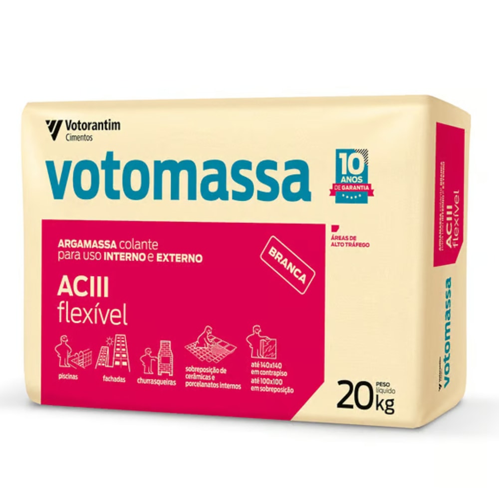ARGAMASSA VOTOMASSA 20KG AC-III FLEXIVEL BRANCA