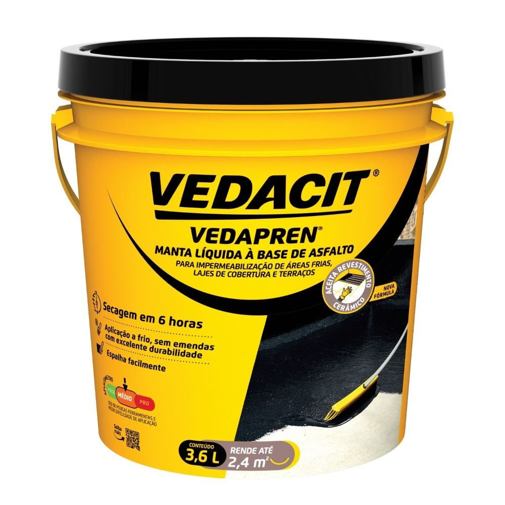 TINTA IMPERMEABILIZANTE VEDACIT VEDAPREN PAREDE 3,6L