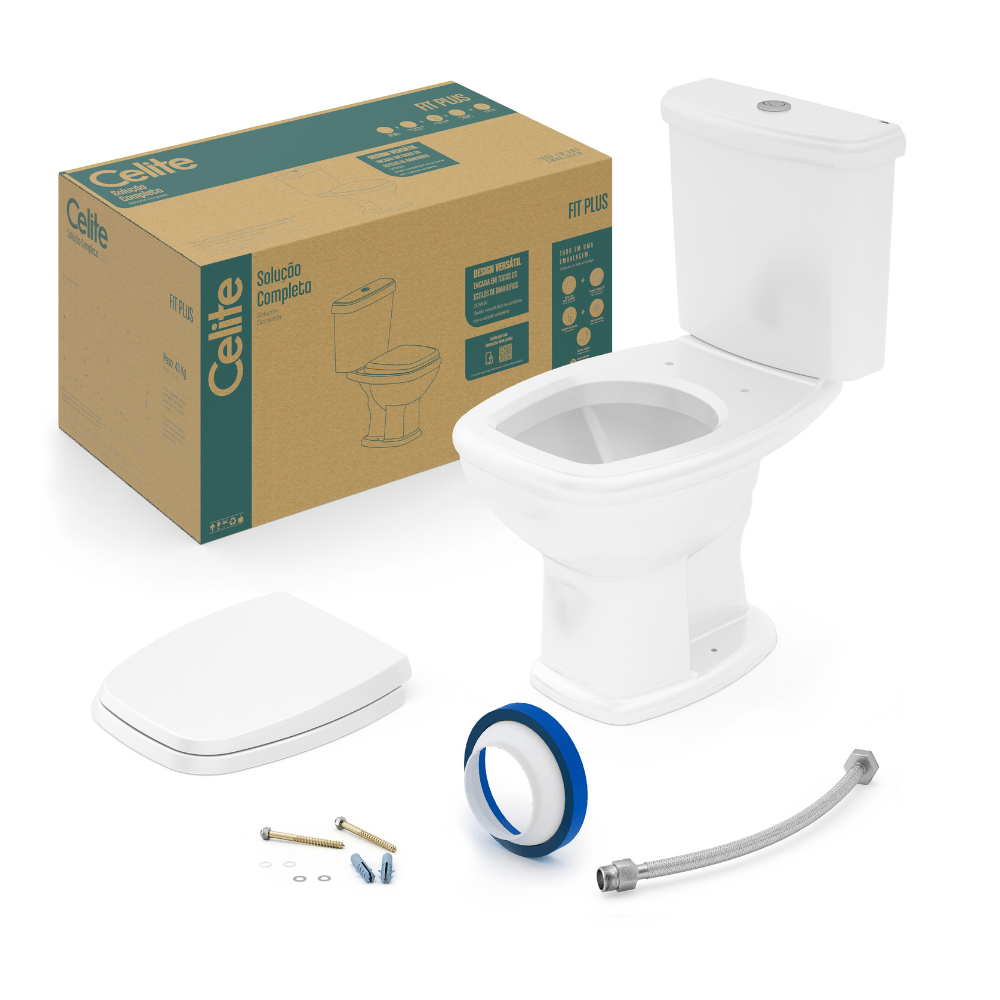 CONJUNTO BACIA COM CAIXA ACOPLADA CELITE FIT PLUS KIT COMPLE