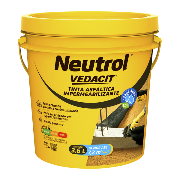 TINTA ASFALTICA VEDACIT NEUTROL ACQUA 3,6L