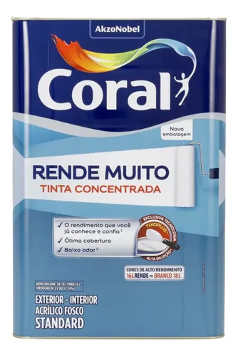 TINTA ACRILICA CORAL RENDE MUITO 18L BRANCO