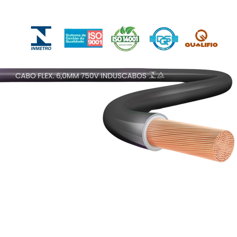CABO FLEXIVEL METRO 750V 06,0MM PRETO