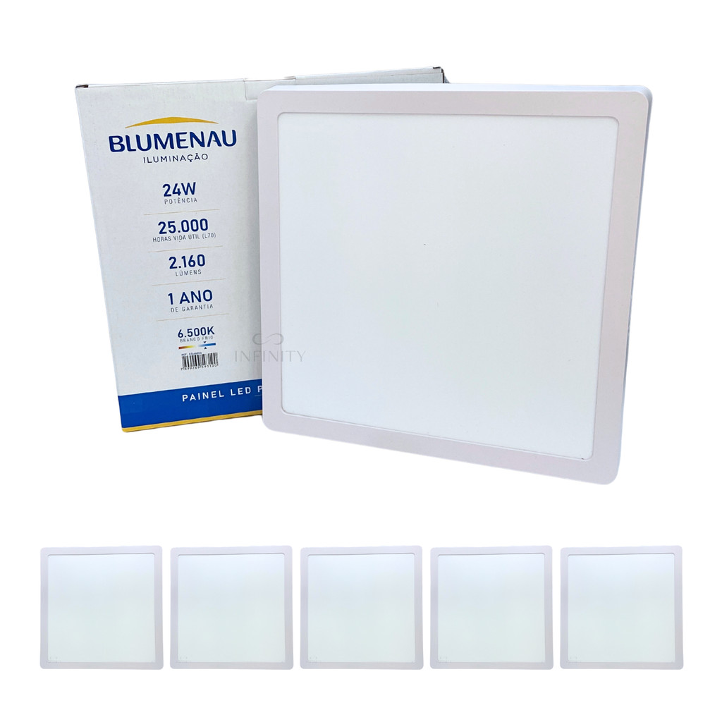 PAINEL BLUMENAU LED SOBREPOR QUADRADO 24W 6500K