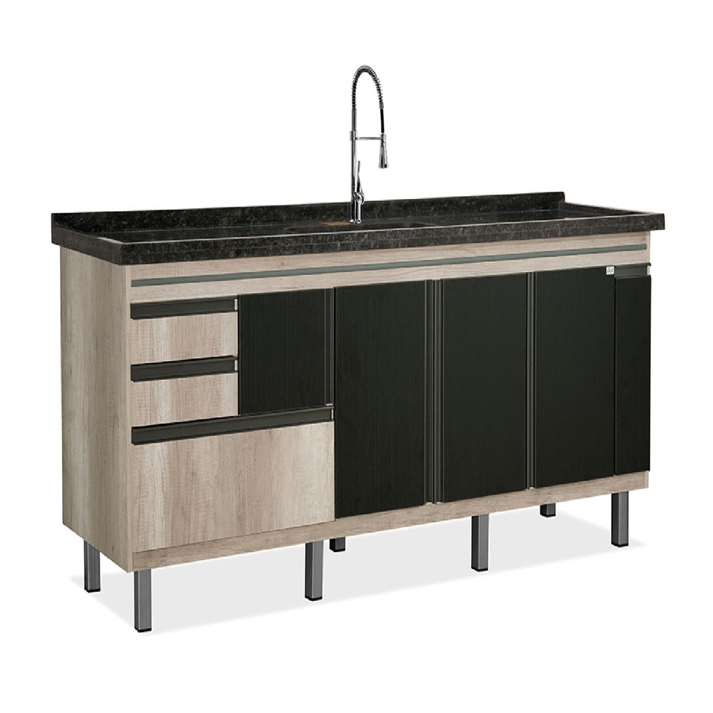 GABINETE COZINHA LOCATT 2.00 NEW ELEGANCE NERO/BARRIQUE