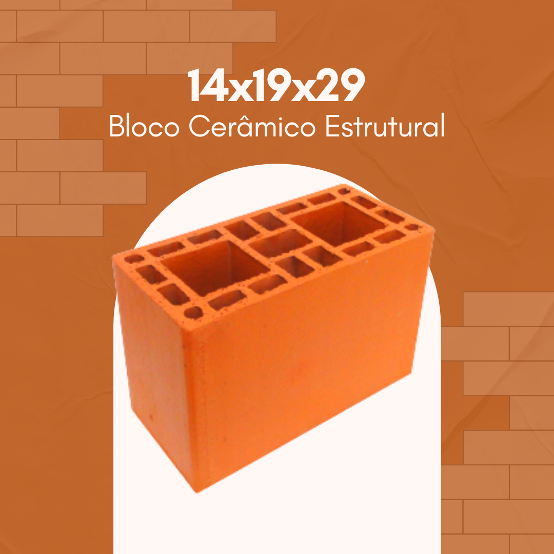 BLOCO ESTRUTURAL CERAMICO 14X19X29