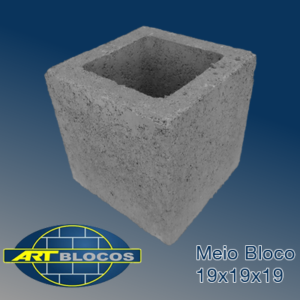BLOCO ESTRUTURAL CONCRETO MEIO 19X19X19