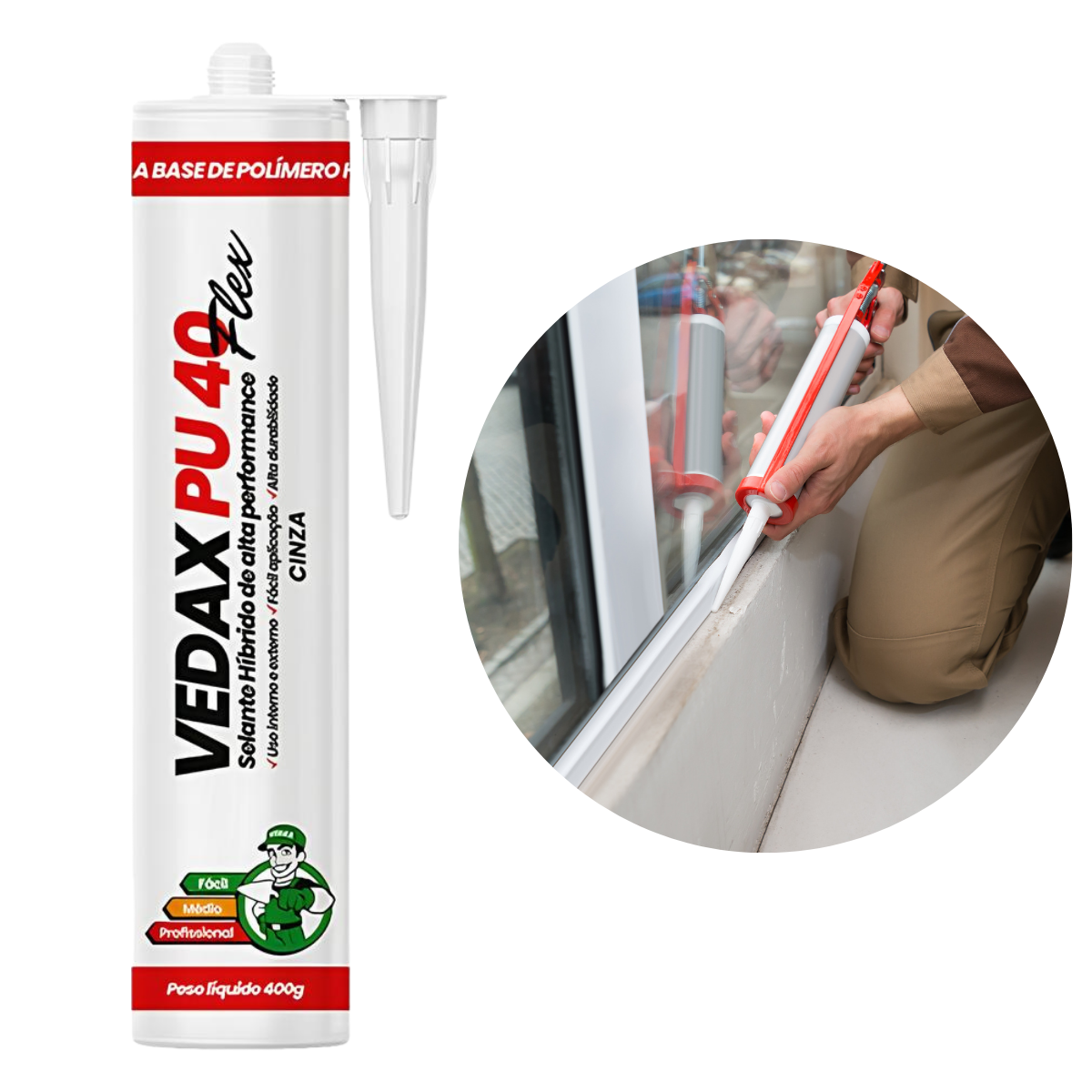 PU 40 VEDAX FLEX CINZA 400G